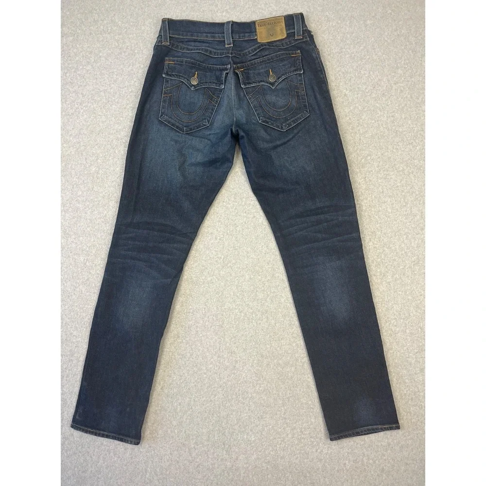 True Religion Geno Jeans Mens 36x34 Blue Cascade Slim Fit Stretch Flap Pockets